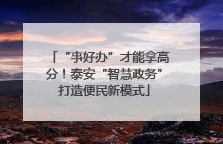 “事好办”才能拿高分！泰安“智慧政务”打造便民新模式