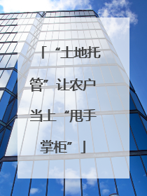 “土地托管”让农户当上“甩手掌柜”