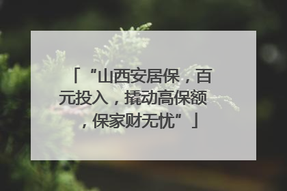 “山西安居保，百元投入，撬动高保额，保家财无忧”