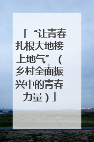 “让青春扎根大地接上地气”（乡村全面振兴中的青春力量）