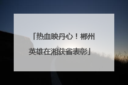 热血映丹心！郴州英雄在湘获省表彰