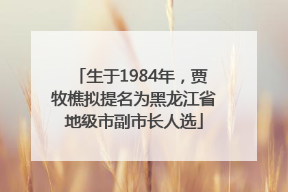 生于1984年，贾牧樵拟提名为黑龙江省地级市副市长人选
