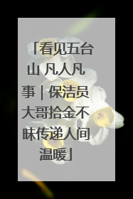 看见五台山 凡人凡事｜保洁员大哥拾金不昧传递人间温暖