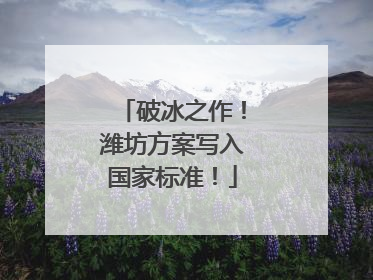 破冰之作！潍坊方案写入国家标准！