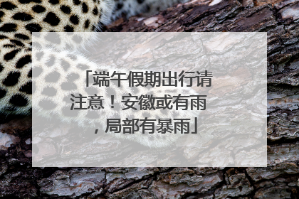 端午假期出行请注意！安徽或有雨，局部有暴雨