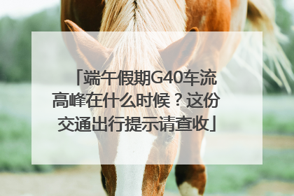 端午假期G40车流高峰在什么时候？这份交通出行提示请查收