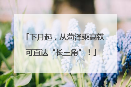 下月起，从菏泽乘高铁可直达“长三角”！