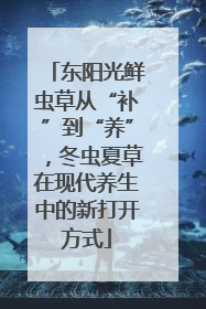东阳光鲜虫草从“补”到“养”，冬虫夏草在现代养生中的新打开方式
