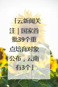 云新闻关注｜国家首批39个重点培育对象公布，云南有3个