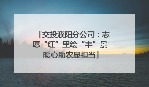 交投濮阳分公司：志愿“红”里绘“丰”景 暖心助农显担当