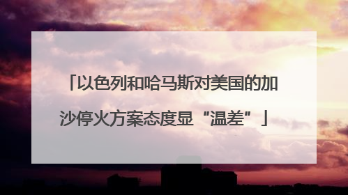以色列和哈马斯对美国的加沙停火方案态度显“温差”