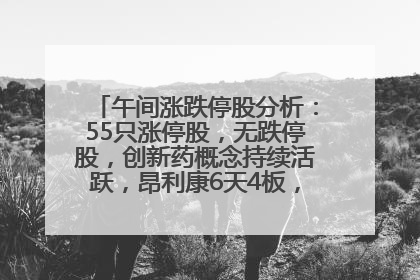 午间涨跌停股分析：55只涨停股，无跌停股，创新药概念持续活跃，昂利康6天4板，众生药业2连板