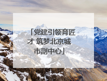 党建引领育匠才 筑梦北京城市副中心