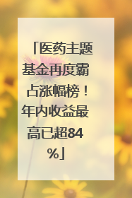 医药主题基金再度霸占涨幅榜！年内收益最高已超84%