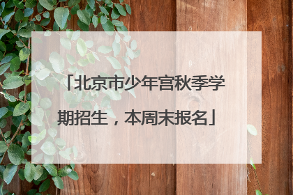 北京市少年宫秋季学期招生，本周末报名