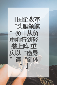 国企改革“头雁领航”③｜从负重前行到轻装上阵 重庆以“瘦身”谋“健体”