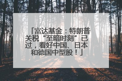 富达基金：特朗普关税“至暗时刻”已过，看好中国、日本和德国中型股！