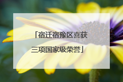 宿迁宿豫区喜获三项国家级荣誉
