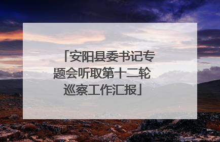 安阳县委书记专题会听取第十二轮巡察工作汇报