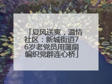 夏风送爽，温情社区：新城街道76岁老党员用蒲扇编织党群连心桥