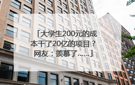大学生200元的成本干了20亿的项目？网友：羡慕了……