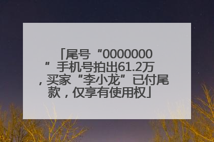 尾号“0000000”手机号拍出61.2万，买家“李小龙”已付尾款，仅享有使用权