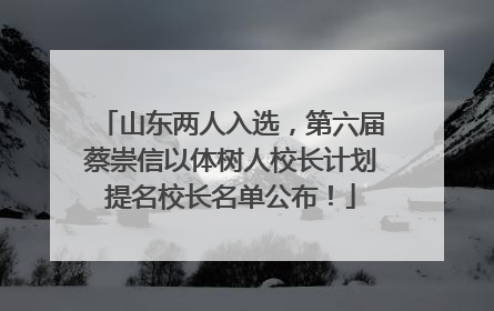 山东两人入选，第六届蔡崇信以体树人校长计划提名校长名单公布！