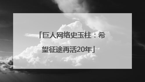 巨人网络史玉柱：希望征途再活20年
