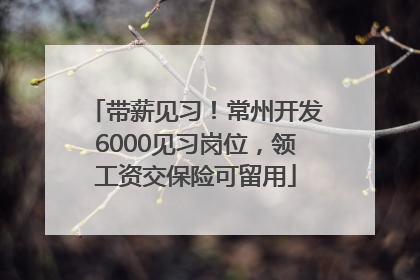 带薪见习！常州开发6000见习岗位，领工资交保险可留用