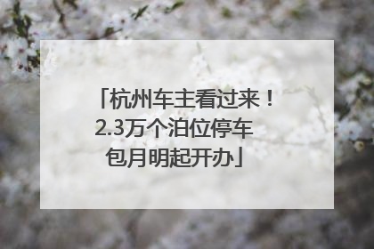 杭州车主看过来！2.3万个泊位停车包月明起开办