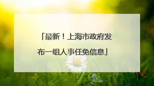 最新！上海市政府发布一组人事任免信息