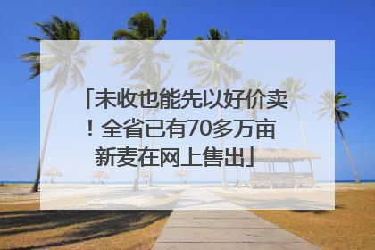 未收也能先以好价卖！全省已有70多万亩新麦在网上售出
