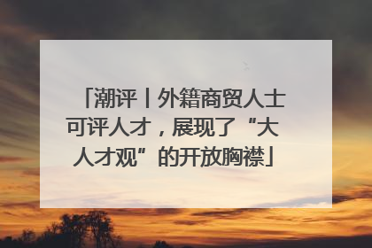潮评丨外籍商贸人士可评人才，展现了“大人才观”的开放胸襟