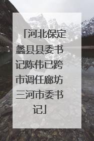 河北保定蠡县县委书记陈伟已跨市调任廊坊三河市委书记