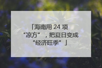 海南用 24 项 “凉方”，把夏日变成 “经济旺季”