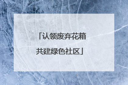 认领废弃花箱 共建绿色社区