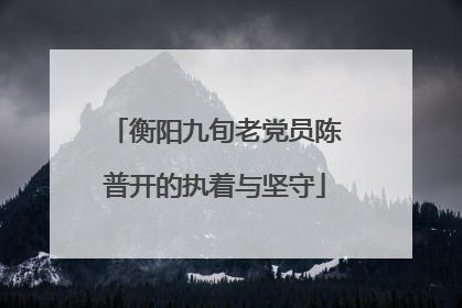 衡阳九旬老党员陈普开的执着与坚守