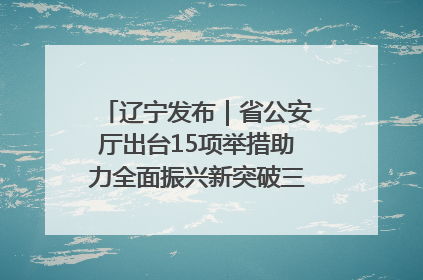 辽宁发布｜省公安厅出台15项举措助力全面振兴新突破三年行动决胜之战