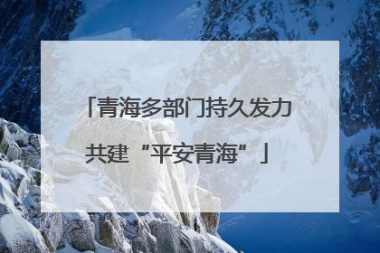 青海多部门持久发力共建“平安青海”