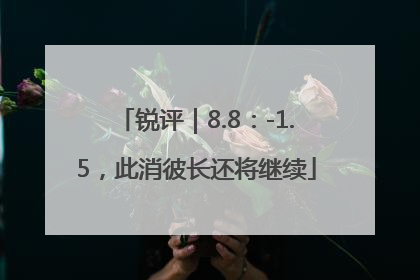 锐评｜8.8：-1.5，此消彼长还将继续
