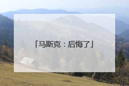 马斯克：后悔了