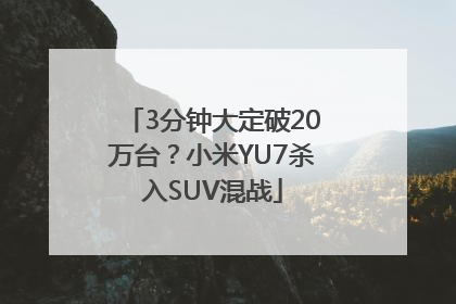3分钟大定破20万台？小米YU7杀入SUV混战